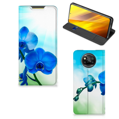 Xiaomi Poco X3 Pro | Poco X3 Smart Cover Orchidee Blauw - Cadeau voor je Moeder Xiaomi Poco X3 Pro | Poco X3 Smart Cover Orchidee Blauw - Cadeau voor je Moeder
