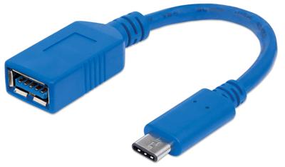 Manhattan USB Adapter [1x USB 3.2 Gen 1 bus A (USB 3.0) - 1x USB-C stekker] 353540 Afgeschermd (enkel), Folie afscherming