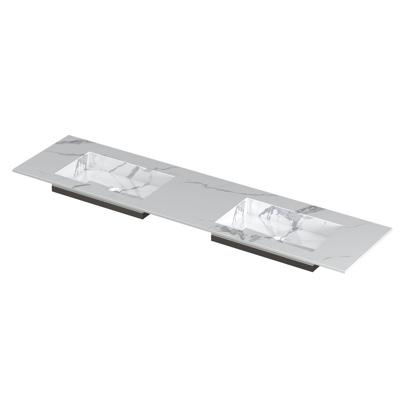 INK Post Wastafel Keramische Slab Envelop Bak Dubbel Zonder Kraangaten - 1800x450x10 mm - Statuario Glans