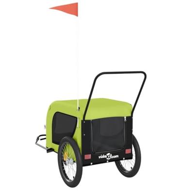 VidaXL Hondenfietstrailer oxford stof en ijzer groen en zwart - thumbnail