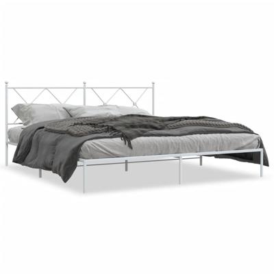 Bedframe met hoofdbord metaal wit 183x213 cm Bedframe met hoofdbord metaal wit 183x213 cm