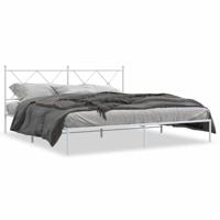 Bedframe met hoofdbord metaal wit 183x213 cm - thumbnail