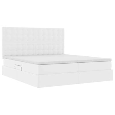 Opbergbed met matras met matras Puur Wit 200 x 200 cm Nep Leer