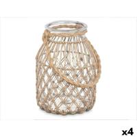 Kaarshouder Gift Decor Transparant Natuurlijk Glas Touw 20 x 30 cm 20 x 30 x 20 cm Tin (4 Stuks) - thumbnail
