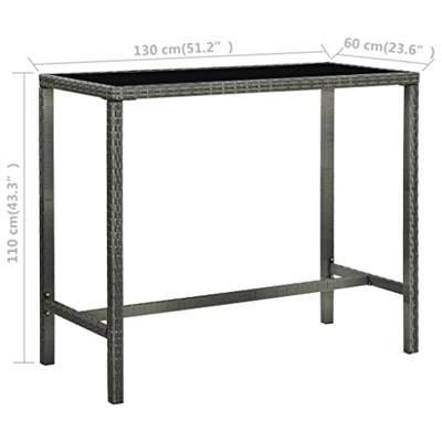 Tuinbartafel 130x60x110 cm poly rattan en glas grijs Tuinbartafel 130x60x110 cm poly rattan en glas grijs