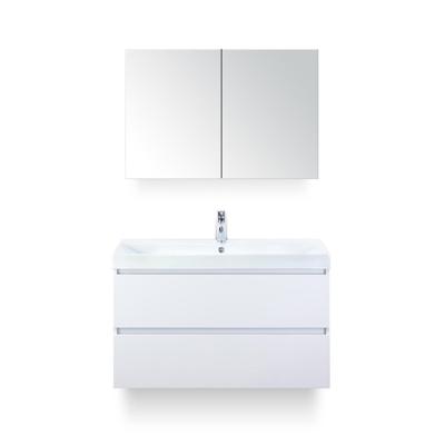 Maxx XL Badmeubelset 100 cm - Wit Hoogglans - Wastafel Just 1 kraangat - met Spiegelkast