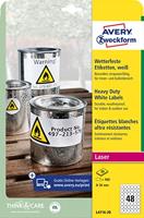 Avery-Zweckform L4716-20 Weerbestendige etiketten Ø 30 mm Polyester folie Wit 960 stuk(s) Permanent hechtend Laser (kleur), Laser (zwart/wit), Kopiëren - thumbnail