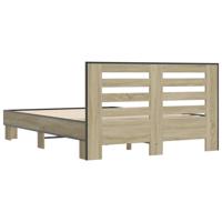 Bedframe bewerkt hout metaal sonoma eikenkleurig 90x190 cm - thumbnail