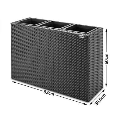 Polyrattan Bloembak 3 delig Zwart 83x30,5x60cm Polyrattan Bloembak 3 delig Zwart 83x30,5x60cm