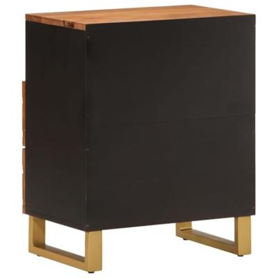 Nachtkastje 50x33x60 cm massief mangohout bruin en zwart