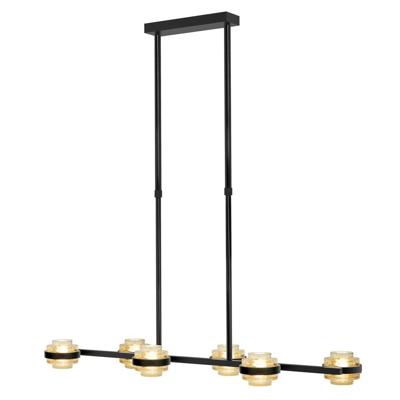 Highlight HanglampDynasty zwart 5-lichts amber glas - H5508.28