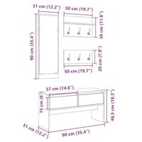 4-delige Garderobe set bewerkt hout sonoma eikenkleurig - thumbnail