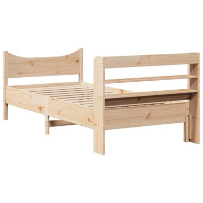 Bedframe met hoofdbord massief grenenhout 140x190 cm
