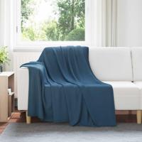 VidaXL Gooi deken marineblauw 200 x 150 cm fleece - thumbnail