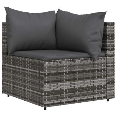 Tuinhoekbanken met kussens 2 st poly rattan grijs