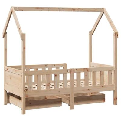Kinderbedframe met lades 70x140 cm massief grenenhout