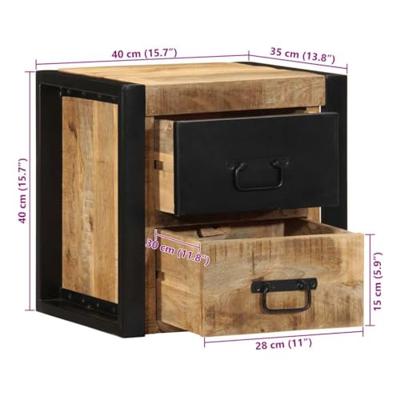 Nachtkastjes 2 st 40x35x40 cm massief ruw hout mango