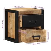 Nachtkastjes 2 st 40x35x40 cm massief ruw hout mango - thumbnail
