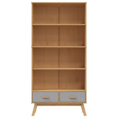 Boekenkast 4-laags OLDEN massief grenenhout grijs en bruin