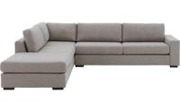 Goossens Bank Lucca grijs, stof, 3-zits, stijlvol landelijk met ligelement links - thumbnail