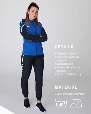 JAKO 6822D Jas Met Kap Performance Dames - Royal/Marine - 34