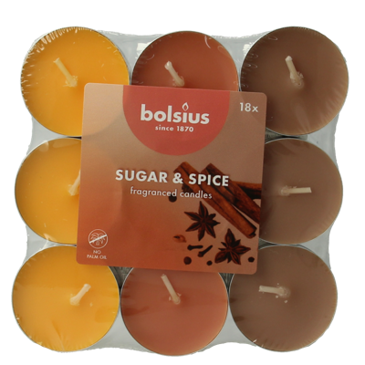 Bolsius Geurtheelicht multi colour brick 18 sugar & spice 18 Stuks Bolsius Geurtheelicht multi colour brick 18 sugar & spice 18 Stuks