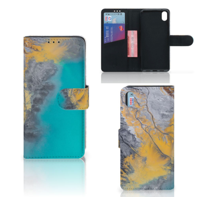 Xiaomi Redmi 7A | Bookcase | Marble Blue Gold