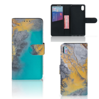 Xiaomi Redmi 7A | Bookcase | Marble Blue Gold - thumbnail