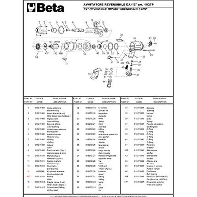 Beta 1927P Omschakelbare slagmoersleutel, vervaardigd uit composiet materiaal - 019270008