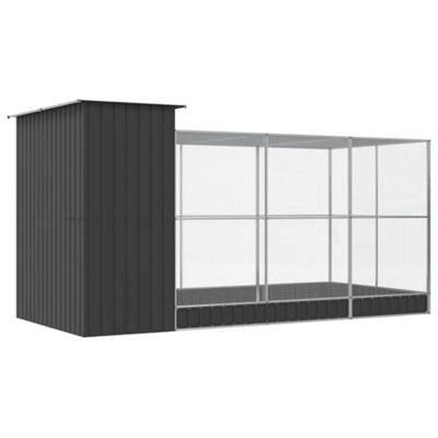 Volière met verlengstuk 416x203x216 cm staal zilverkleurig