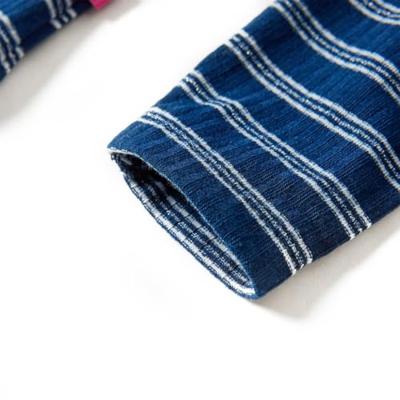 Kindershirt met lange mouwen gestreept 128 marineblauw