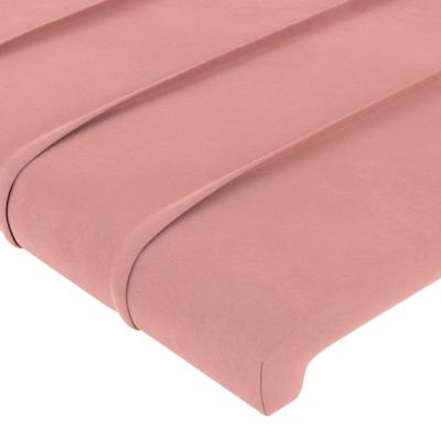 Hoofdbord met randen 183x16x118/128 cm fluweel roze - thumbnail