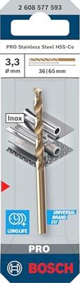 Bosch Accessoires PRO Stainless Steel Metaalboor HSS-Co | DIN 338 | 3,3 x 36 x 65 mm - 2608577593