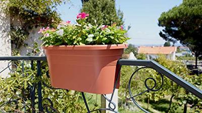 ARTEVASI Bloembak voor balkon Venezia - 30 x 60 x H 27 cm - 18 L - Antracietgrijs