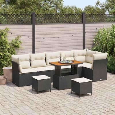 Tuinbankenset 9 pcs Zwart poly rattan
