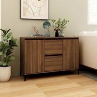 Dressoir 104x35x70 cm bewerkt hout bruin eikenkleur - thumbnail