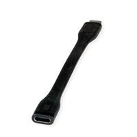 ROLINE USB4 Gen3x2 kabel, Emark, plat, C-C, ST/BU, 40Gbit/s, 100W, zwart, 11,5 cm - thumbnail
