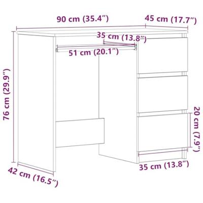 Bureau 90x45x76 cm bewerkt hout wit