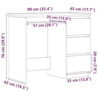 Bureau 90x45x76 cm bewerkt hout wit - thumbnail