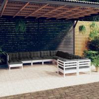 11-delige Loungeset met kussens grenenhout wit - thumbnail