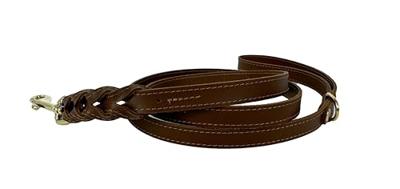Sazzz hondenriem passion braided classic leer zadel bruin 135x1,5 cm