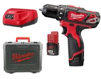 Milwaukee M12 BDD-201C 12V Subcompact Boormachine | 1x 2,0 Ah Accu + lader, in doos - 4933479439 - thumbnail
