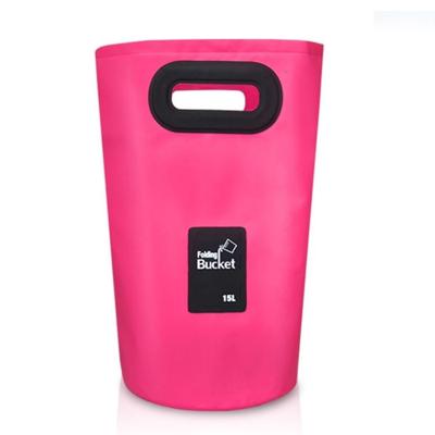 Outdoor draagbare vouwen spoelbak PVC inklapbaar emmer capaciteit: 15L (Rose rood)