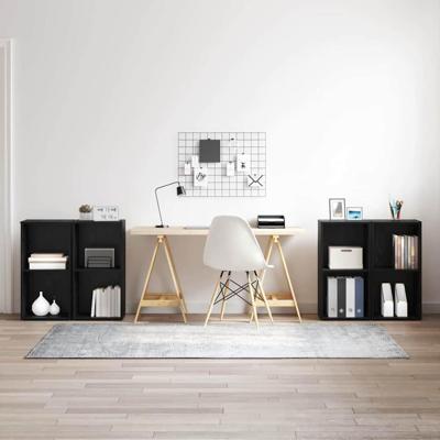 Tv-meubelset 4 pcs Zwart eiken 37 x 35 x 72 cm Bewerkt hout