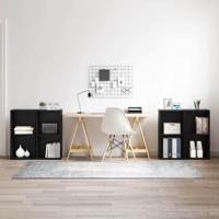 Tv-meubelset 4 pcs Zwart eiken 37 x 35 x 72 cm Bewerkt hout - thumbnail