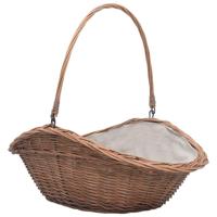 VidaXL Houtmand met handvat 60x44x55 cm natuurlijk wilgenhout - thumbnail