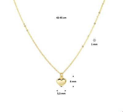 TFT Collier Geelgoud Hart 1,0 mm x 42-45 cm