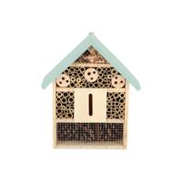 Esschert Design houten insectenhotel 10x24x29 cm naturel/mintgroen - thumbnail