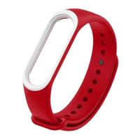Kleurrijke siliconen polsband horlogeband voor Xiaomi mi band 3 & 4 (rood + wit) - thumbnail
