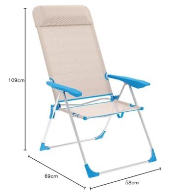 Marbueno Vouwstoel 5 Posities Aluminium met Beige/Blauw Kussen Strand en Zwembad 69X58X109 cm 10175 Marbueno Vouwstoel 5 Posities Aluminium met Beige/Blauw Kussen Strand en Zwembad 69X58X109 cm 10175